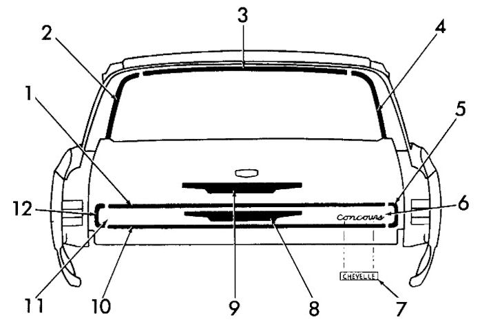 13435-13636-13835 Station Wagon Rear Body Moldings