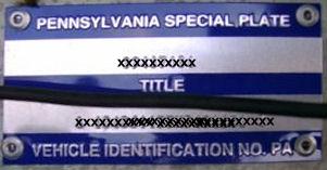 Special VIN reissued in Pennsylvania