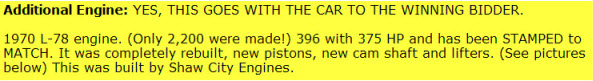 136370A174278 Fake L78 Engine